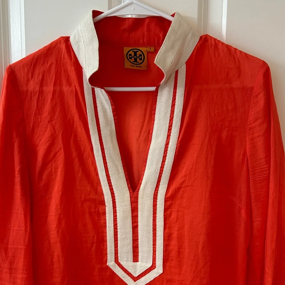Tory Burch Orange Tunic with White Trim
